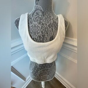 Zara Womens White Terry Crop Bralette Size L perfect like new